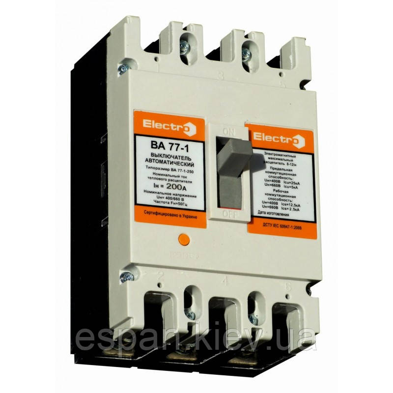 Автоматичний вимикач силовий ВА77-1-250 3п 125А 8-12In 400В Electro