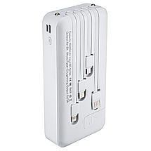 Універсальна мобільна батарея повербанк 35000 mAh 5V/2A з 4-ма шнурами біла, фото 4