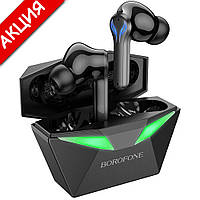 Игровые беспроводные наушники Borofone Gaming BW24 вакуумные Bluetooth с микрофоном подсветкой Черный