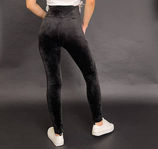 Лосини жіночі розміри 42, 44, 46, 48 плюшеві утеплені зимові чорного кольору