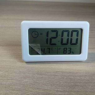 Настільний годинник YIDA TIME YD005 на батарейці з темометром та гігрометром білий, фото 2