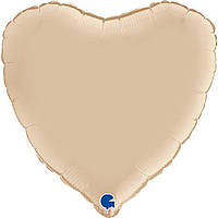 Фольгована кулька серце Сатин кремове Satin Cream 18" Grabo