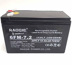 Акумуляторна батарея до ДБЖ 12В 7.2Ач RAGGIE 6FM-7.2 (12V,7.2AH/20HR)/ Акумулятор свинцево-кислотний