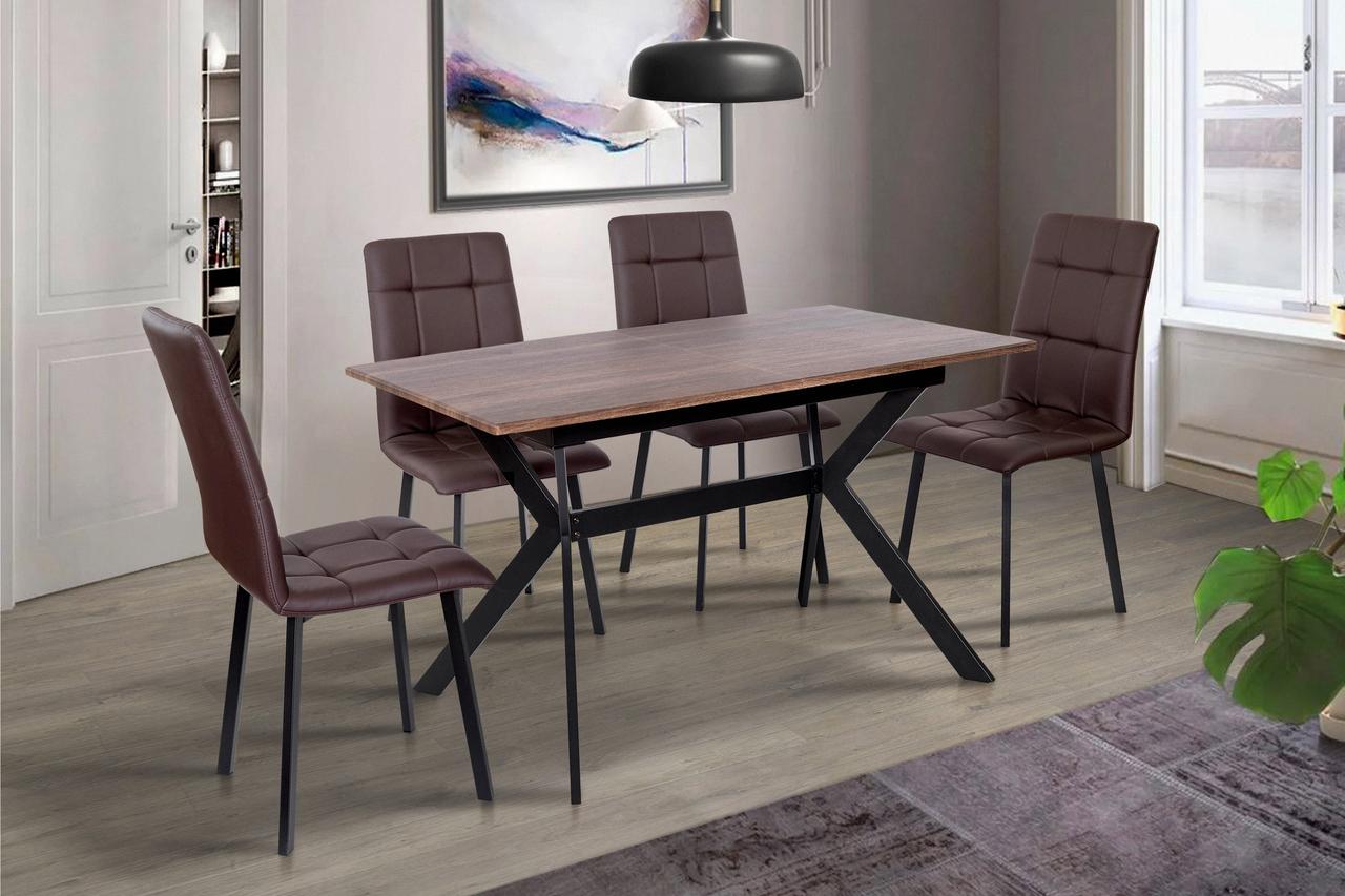 Стіл обідній Х'юстон 130-170 см (чорний/горіх), фото 1