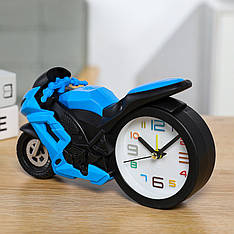 Настільний годинник-будильник (18,5х10,5х5,5см) Мотоцикл Синій