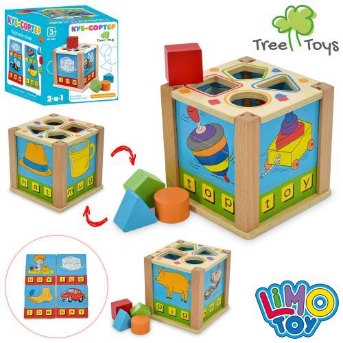 Дерев'яна іграшка Сортер-сортер, 4 фігури, в коробці 12,5-12,5-12 см