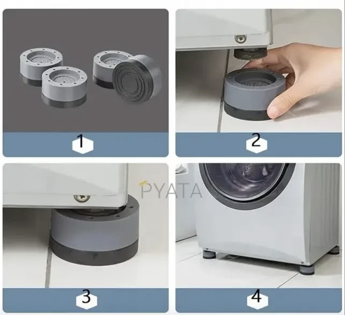 Антивібраційні підставки з гумою під пральну машинку 4 штуки в наборі Сірий