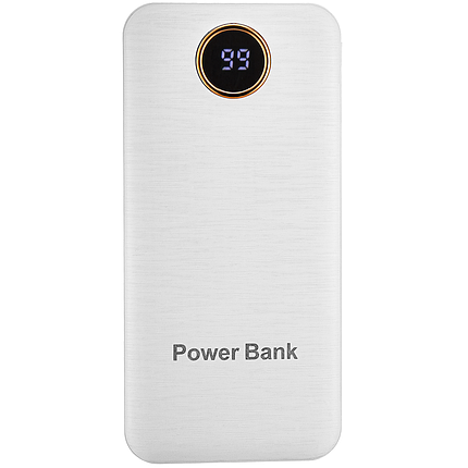 Універсальна мобільна батарея повербанк 20000 mAh 5V/2.1A з круглим циферблатом біла, фото 1