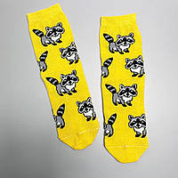 Повседневные женские носки 1 пара 36-41 с ярким принтом Єноти качественные, модные, стильные и высокие, желтые