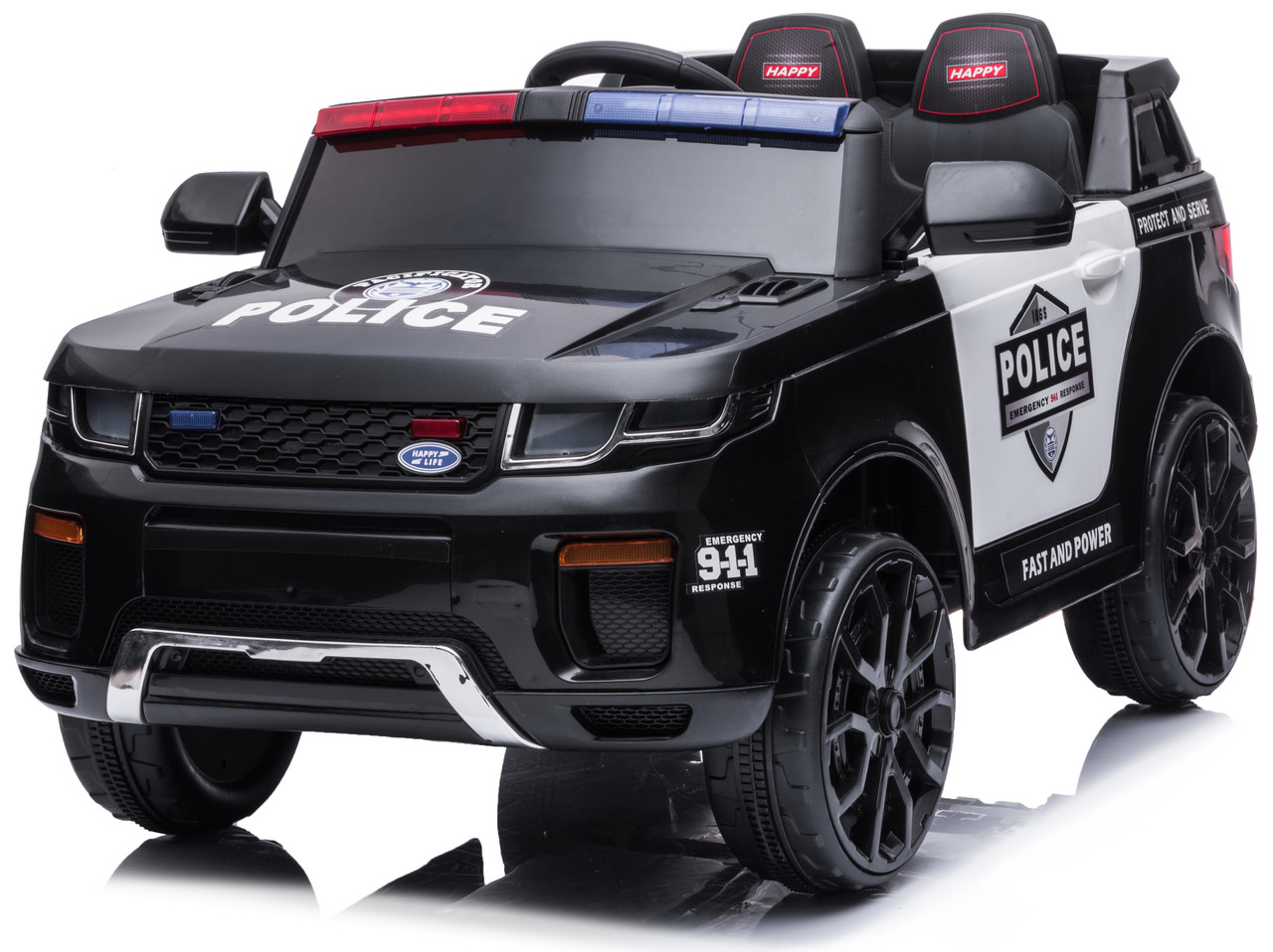 Електромобіль дитячий Lolly Kids LKT-120 police з пультом керування чорний з білим (9669)