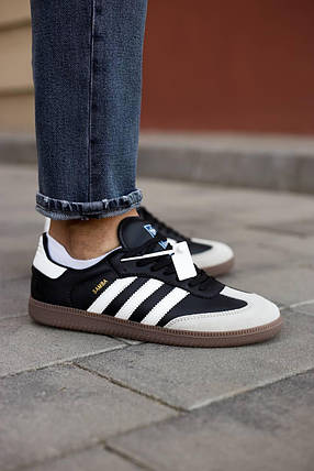 Чоловічі Кросівки Adidas Samba Triple Layer Black White / Адідас Самба Трипл Лейер Чорні з Білим, фото 1