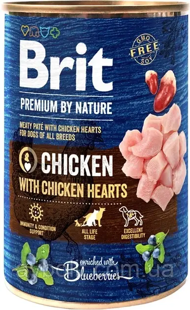 Вологий корм для собак Brit Premium Курка з курячим серцем 800 г (8595602561797)