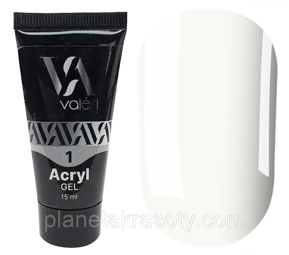 Полігель для нарощування Valeri Acryl Gel №01 (White), 15 мл