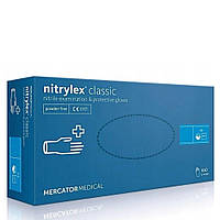 Рукавички нітрилові Mercator Nitrylex Classic неопудренні XS (100 шт/пач), блакитні