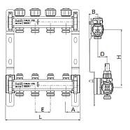 Колектор із термостатичними та запірними клапанами Roho R805-03 — 1"х 3 вих. (RO0057), фото 2