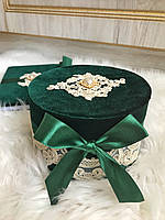 Оксамитова скринька для прикрас смарагдова