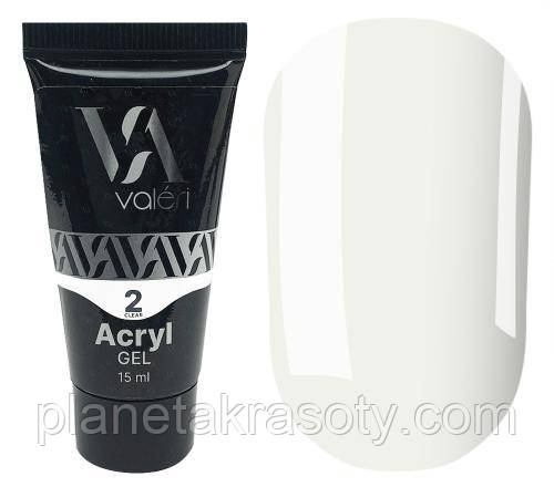 Полігель для нарощування Valeri Acryl Gel №02 (Clear), 15 мл