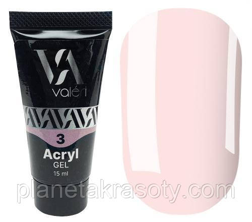 Полігель для нарощування Valeri Acryl Gel №03 (Milky pink), 15 мл