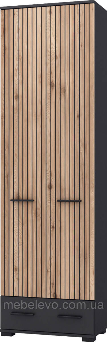 Шафа Амбре  2025х600х320мм дуб артизан + антрацит   Світ Меблів