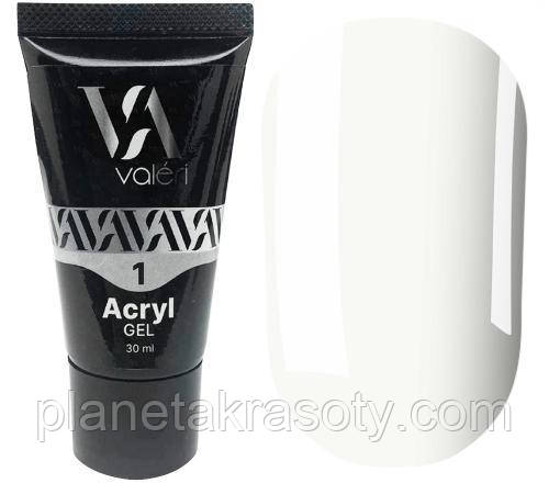 Полігель для нарощування Valeri Acryl Gel №01 (White), 30 мл