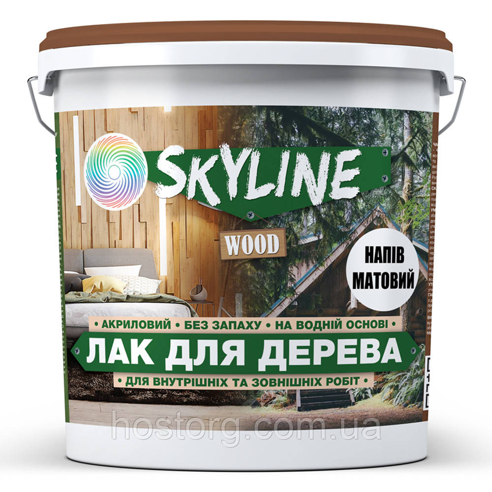 Лак для дерева акриловий Skyline Wood Прозорий Напівматовий 3л