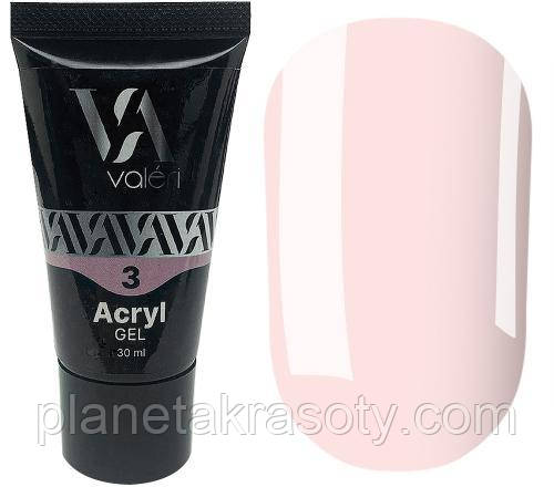 Полігель для нарощування Valeri Acryl Gel №03 (Milky pink), 30 мл