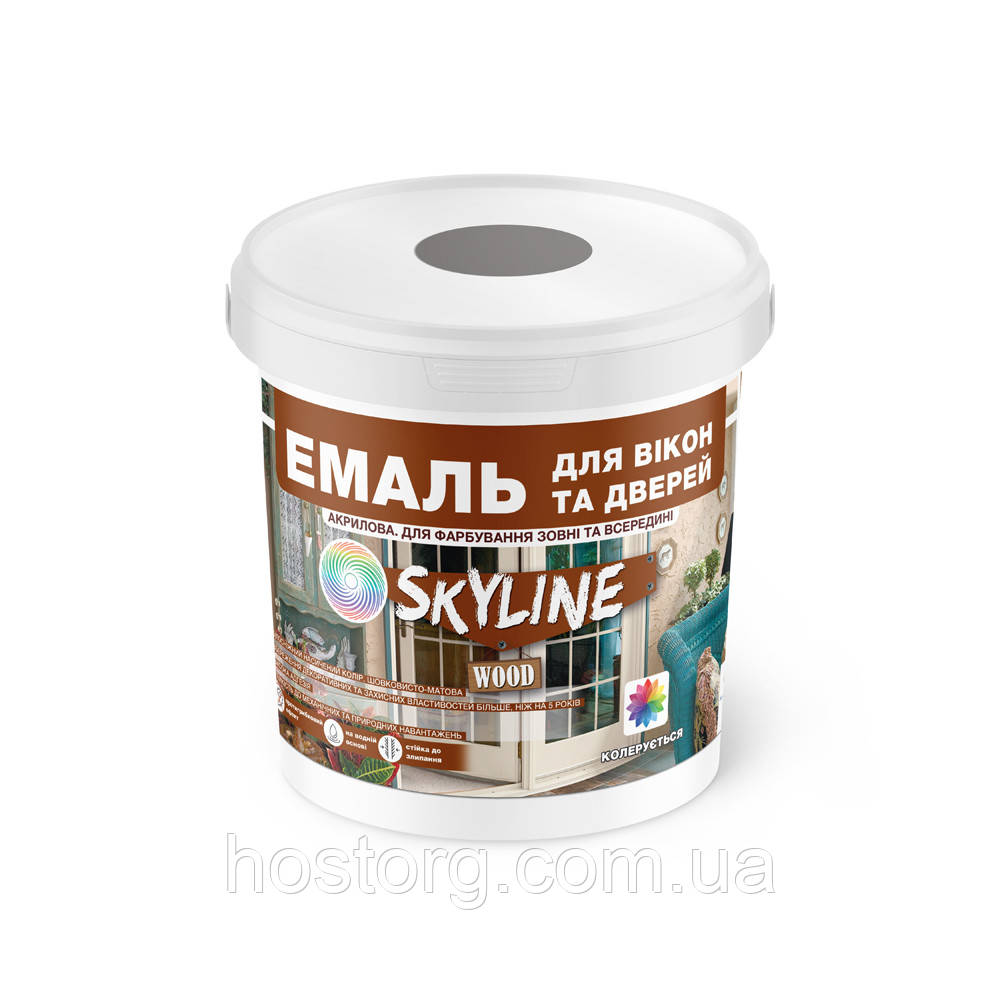 Емаль акрилова Для Вікон та Дверей SkyLine Wood Сіра RAL 7046 0.4 л