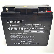 Акумуляторна батарея до ДБЖ 12В 18Ач RAGGIE 6FM-18 (12V,18AH/20HR)/ Акумулятор свинцево-кислотний