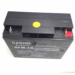 Акумуляторна батарея до ДБЖ 12В 18Ач RAGGIE 6FM-18 (12V,18AH/20HR)/ Акумулятор свинцево-кислотний, фото 2