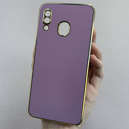 Чохол для Samsung Galaxy A20 глянцевий із золотою окантовкою чохол на телефон самсунг а20 чорничний h7y, фото 1