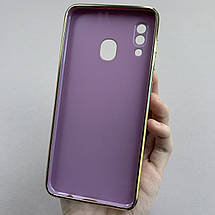 Чохол для Samsung Galaxy A20 глянцевий із золотою окантовкою чохол на телефон самсунг а20 чорничний h7y, фото 3