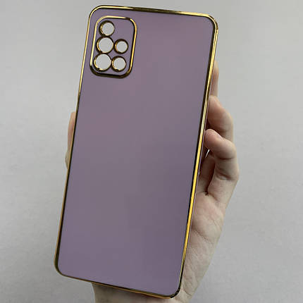 Чохол для Samsung Galaxy A51 глянцевий із золотою окантовкою чохол на телефон самсунг а51 чорничний h7y, фото 1