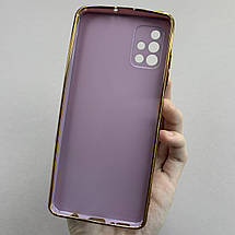 Чохол для Samsung Galaxy A51 глянцевий із золотою окантовкою чохол на телефон самсунг а51 чорничний h7y, фото 3