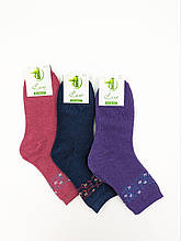 Жіночі термо шкарпетки махрові Житомир Люкс квітковий ланцюжок 36-40 мікс кольорів 12 пар/уп