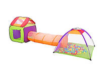 Детская игровая палатка домик с тоннелем 3 в 1 и шариками в комплекте 200 штук