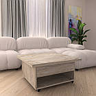 Стіл трансформер Альфа Плюс розкладний, Стіл розкладний журнально обідній на колесах Дуб Клондайк, фото 2