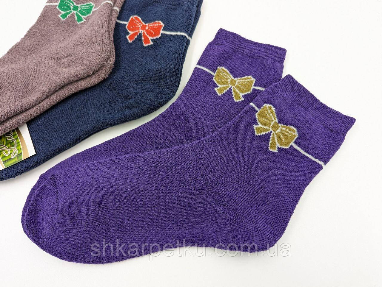 Жіночі термо шкарпетки махрові Житомир Люкс бантик 36-40 мікс кольорів 12 пар/уп, фото 1