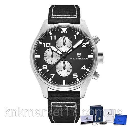 Гібридні (Кварц + механіка) годинник із сапфіровим склом Pagani Design PD-1703 Silver-Black