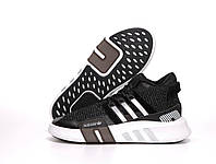 Мужские демисезонные чёрные светоотражающие кроссовки Adidas EQT Bask ADV V2 Reflective (адидас) 14279