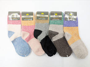 Жіночі носки шкарпетки теплі Crown з ангори яскраві 35-39 5 пар/уп мікс кольорів