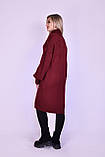 Жіноча сукня - светр з трикотажу - акрил, вільного крою, бордовий, фото 3