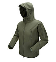 Куртка тактическая Outdoor Tactical Warrior Wear IX7-Q8 на флисе с капюшоном зеленая, размер L