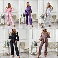 Домашній шовковий костюм кофта та штани