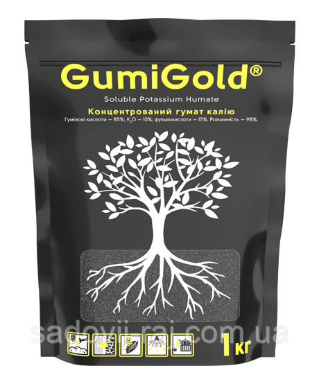 Добриво Гуміголд GumiGold 1 кг Кіссон Україна (Гумат калію)