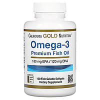 Омега-3 риб'ячий жир California Gold Nutrition (Omega-3 Premium Fish Oil) 100 капсул