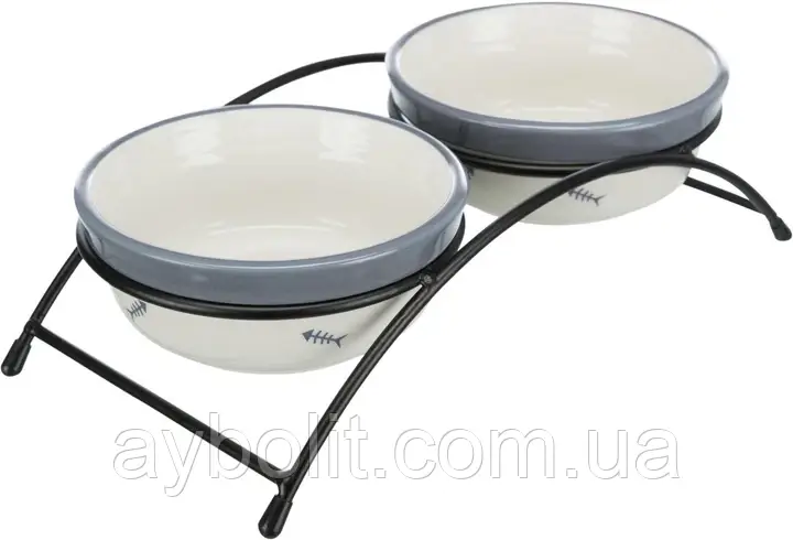 Підставка з мисками з кераміки для кішок Trixie Eat on Feet 250 мл (4047974247907), фото 1