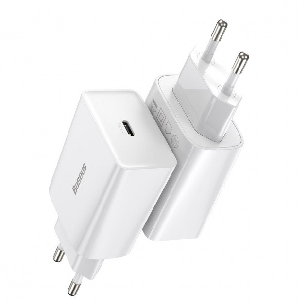 Мережевий зарядний пристрій Baseus Speed Mini Quick Charger Type-C 1C 20W EU, White (CCFS-SN02)