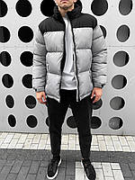 Мужская зимняя куртка пуховая Reload Simple серая / Зимний короткий пуховик стильный теплый