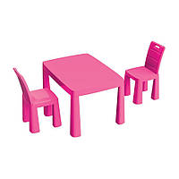 Детский пластиковый стол и 2 стула Doloni toys, малышу от 3 лет, размеры стола 82х56х48 см., розовый