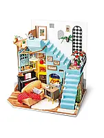 Кукольный домик своими руками Robotime DG141 DIY Joy's Peninsula Living Room «Гостиная Джоя»